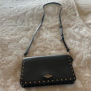 Coach black leather wallet/crossbody